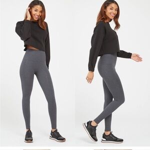 SPANX Look At Me Now Seamless High Rise Full Length Leggings Charcoal Grey Large
